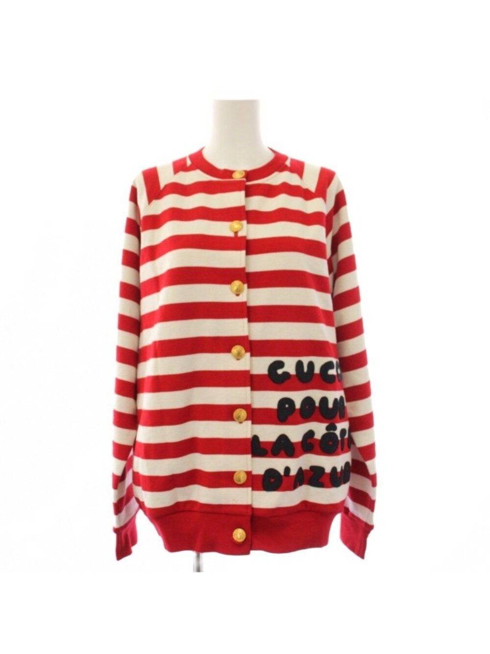 Gucci Striped Cotton Jacket Cardigan Border Long Sleeve XXS Red White